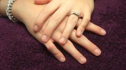Hands before application of tips and acrylic