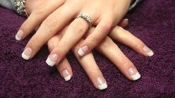 Full set of white tips with clear acrylic